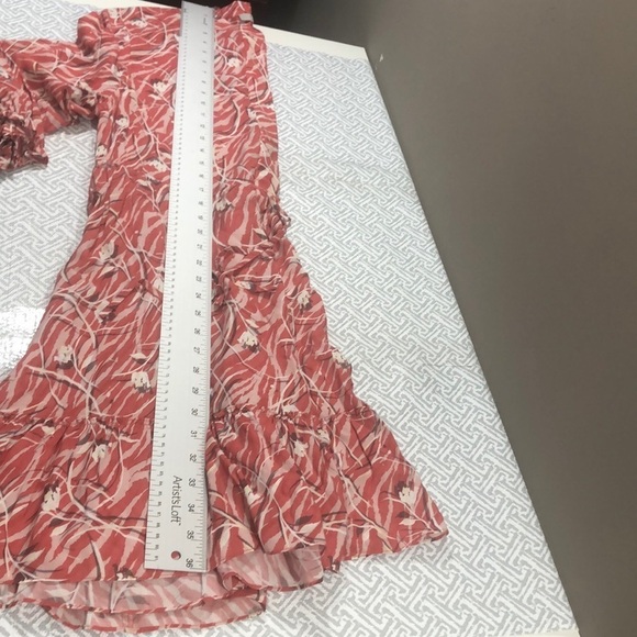 All Saints Alise Kazuno Floral Print Drawstring Dress 8 - Picture 12 of 13